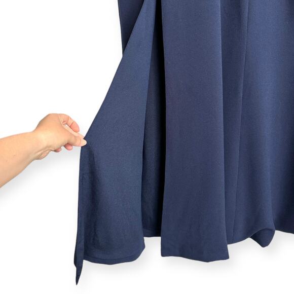 Dress The Population Midnight Blue Sandra Plunge Crepe Trumpet Gown Women's XL - Picture 6 of 13